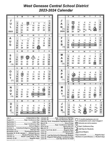 West Genesee Calendar